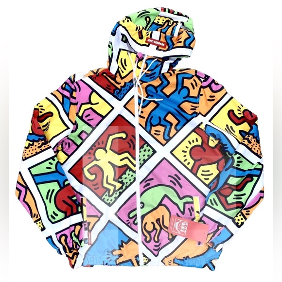 KEITH HARING JACKET M HOODIE WINDBREAKER MEMBERS ONLY DANCE HIP - Technical View